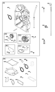 Crankcase Cover/Sump Group Diagram and Parts List for 540477-0129-B5 400000 - 699999 Briggs and Stratton Engine